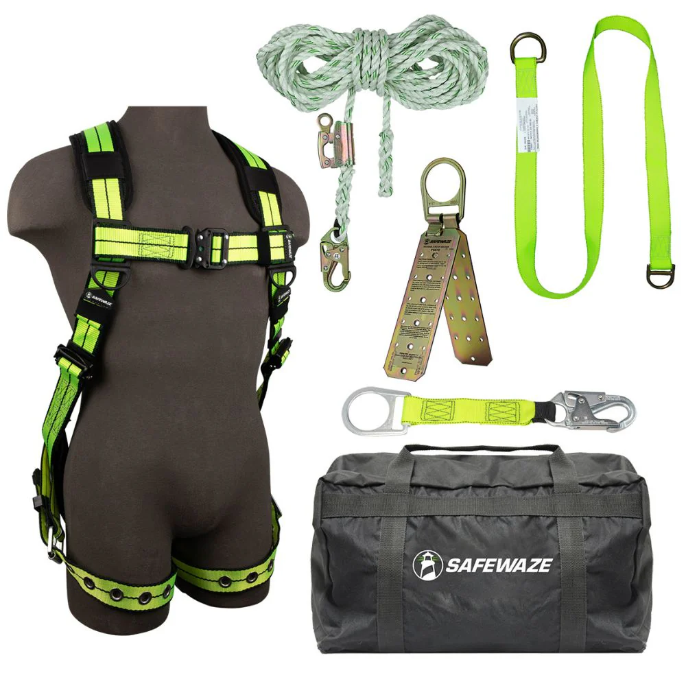 Safewaze 020-3123 PRO+ Bag Roof Kit: FS-FLEX185-L/XL Harn, FS700-50GA VLL, FS813 Extender, FS811-20 Strap, FS870 Anchor, FS8175 Bag, L/XL - Mactool Shop