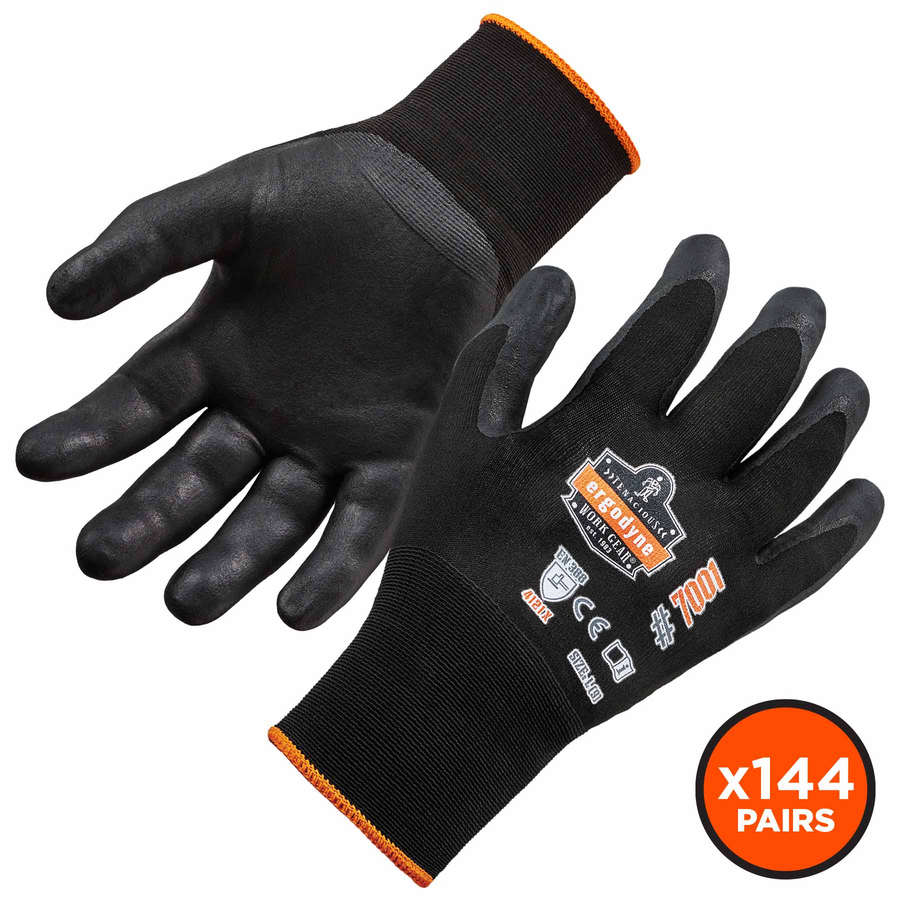 Ergodyne 17853 7001-CASE M Black Nitrile-Coated Gloves - DSX 144-Pair - Mactool Shop