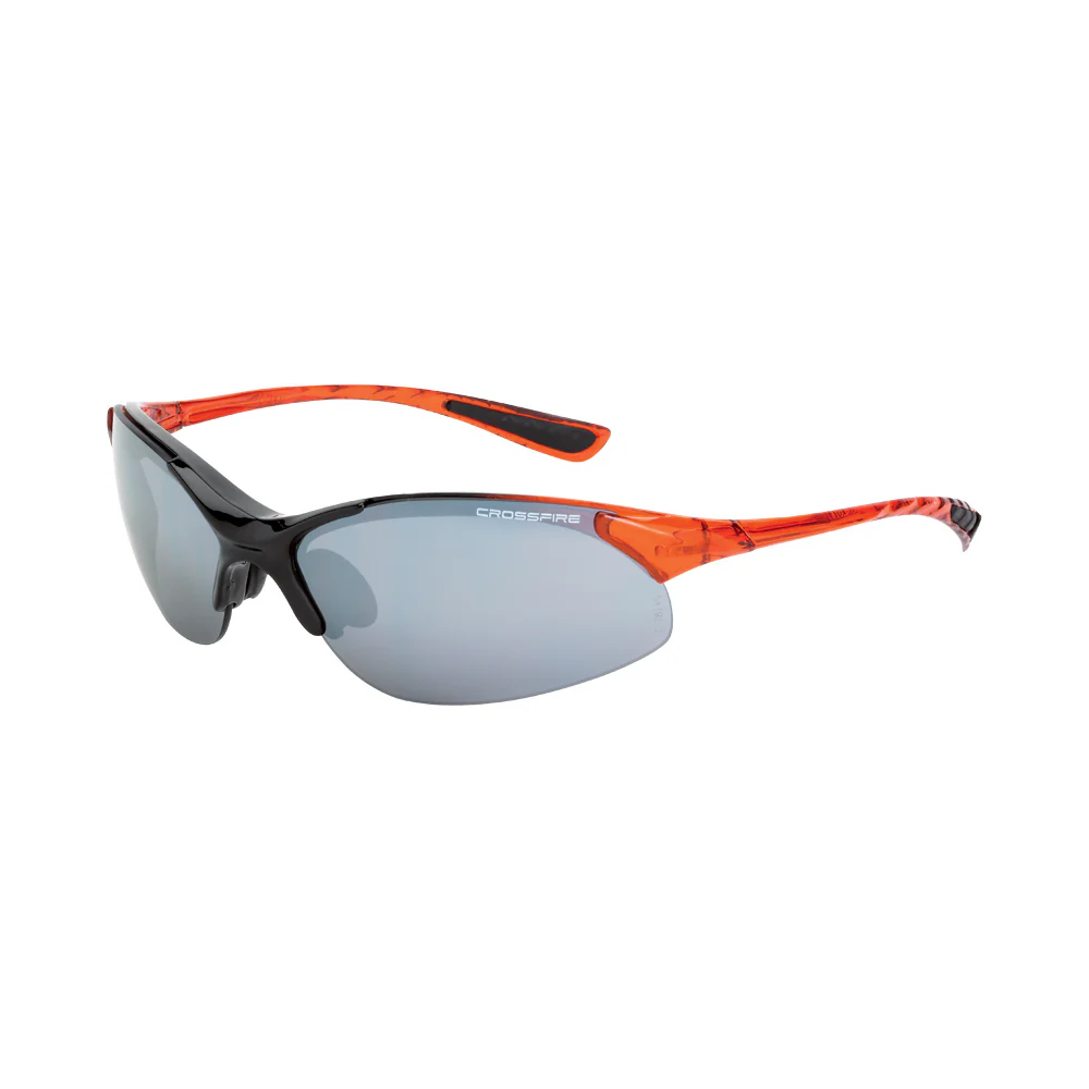 Crossfire Cobra Silver mirror lens, Shiny black-burnt orange - Mactool Shop