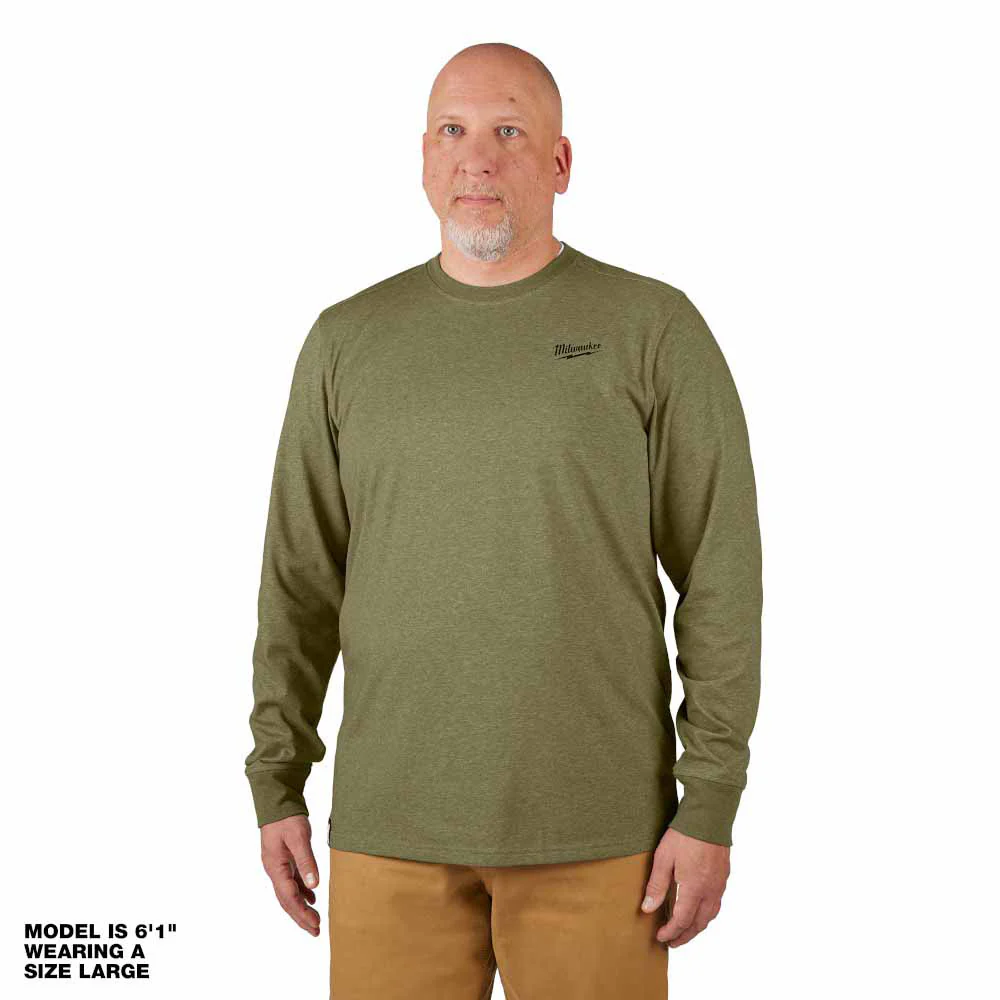 Milwaukee 604GN Hybrid Work Tee - Long Sleeve - Green - Mactool Shop
