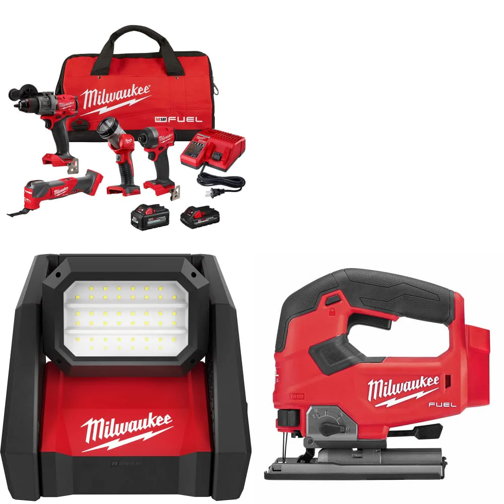 Milwaukee 3698-24MT M18 4-Tool Combo Kit W/ FREE 2366-20 M18 Light & Jig Saw - Mactool Shop