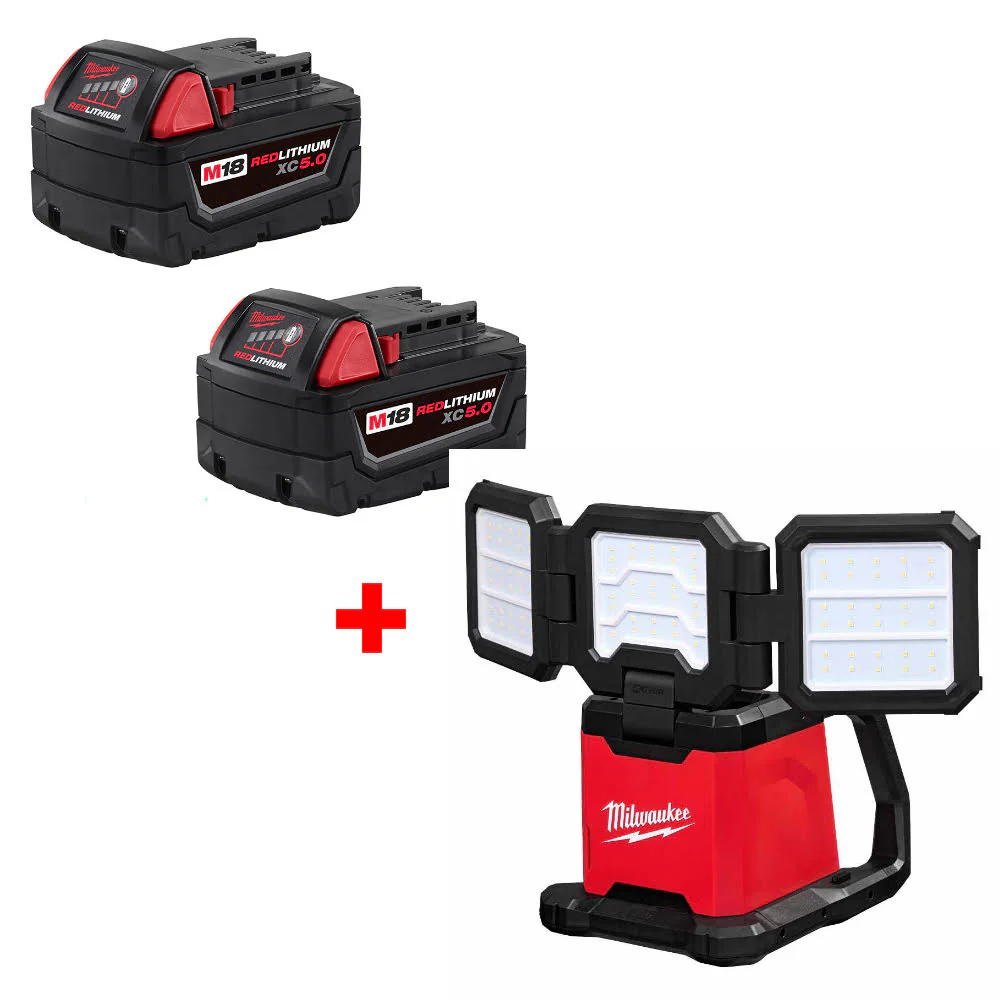 Milwaukee 48-11-1852 M18 XC5.0 Battery-2 Pack W/ FREE 2368-20 M18 Rover Light - Mactool Shop