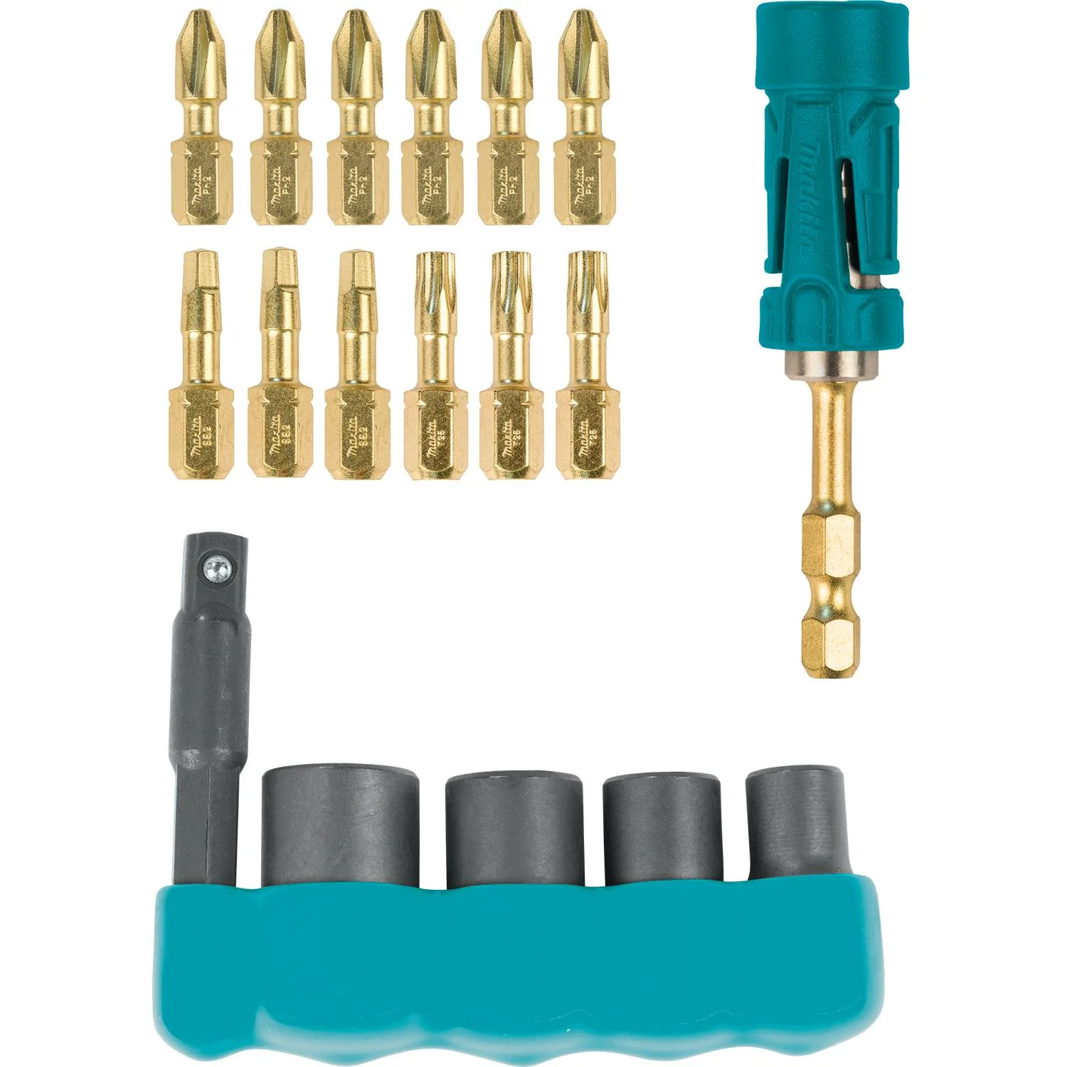 Makita B-53970 Impact GOLD 18 Piece Magnetic Insert Bit and Socket Set - Mactool Shop