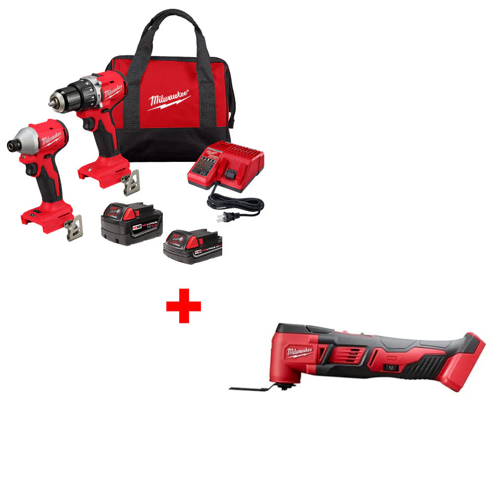 Milwaukee 3693-22CX M18 2-Tool Combo Kit W/ FREE 2626-20 M18 Multi-Tool, Bare - Mactool Shop