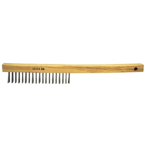Weiler 25154 Vortec Pro Hand Wire Scratch Brush, .012 SS Fill, Curved Handle, 3 x 19 Rows - Mactool Shop