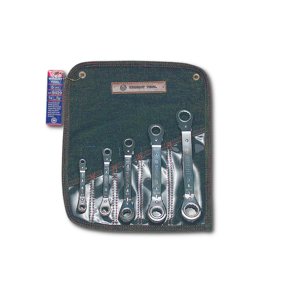 Wright Tool 9429 Reverse Ratcheting Box Wrench 5 Piece Set 1/4