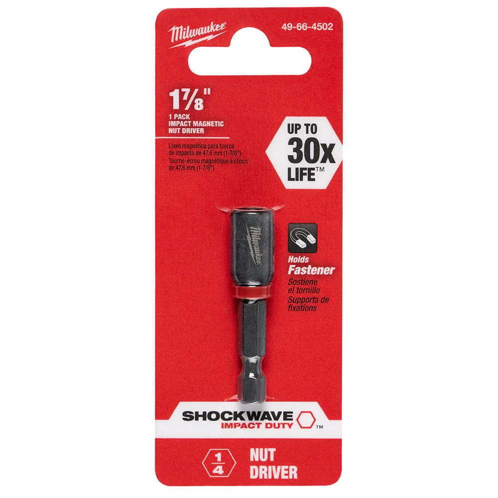 Milwaukee 49-66-4502 SHOCKWAVE 1/4 X 1-7/8 Impact Magnetic Nut Driver - Mactool Shop