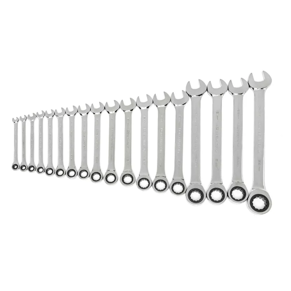 GearWrench 85890-02 18 Pc. 72-Tooth 12 Point Ratcheting Combination Metric Wrench Set - Mactool Shop