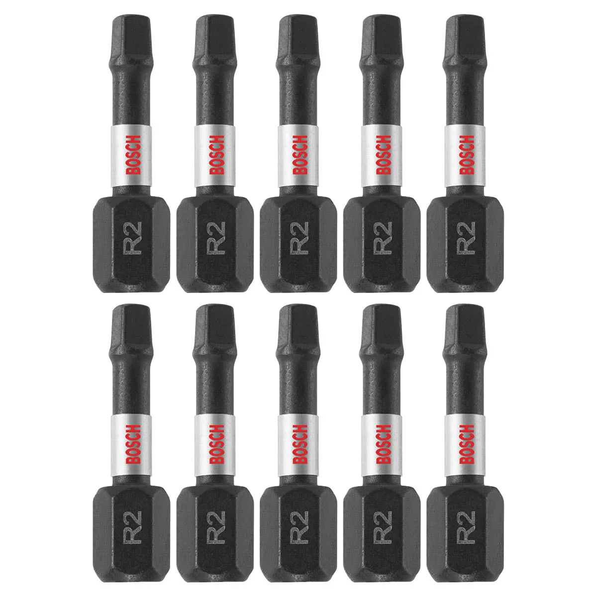 Bosch ITSQ21B 10 pc. Impact Tough 1 In. Square #2 Insert Bits (Bulk Pack) - Mactool Shop