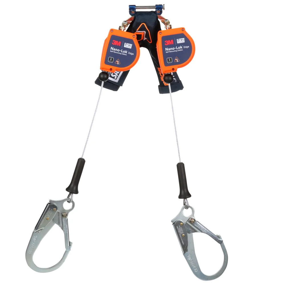 DBI Sala 3500284 Nano-Lok Edge Twin-Leg Personal Self Retracting Lifeline, Cable, Steel Rebar Hook, 7 ft, Class 2, ANSI - Mactool Shop