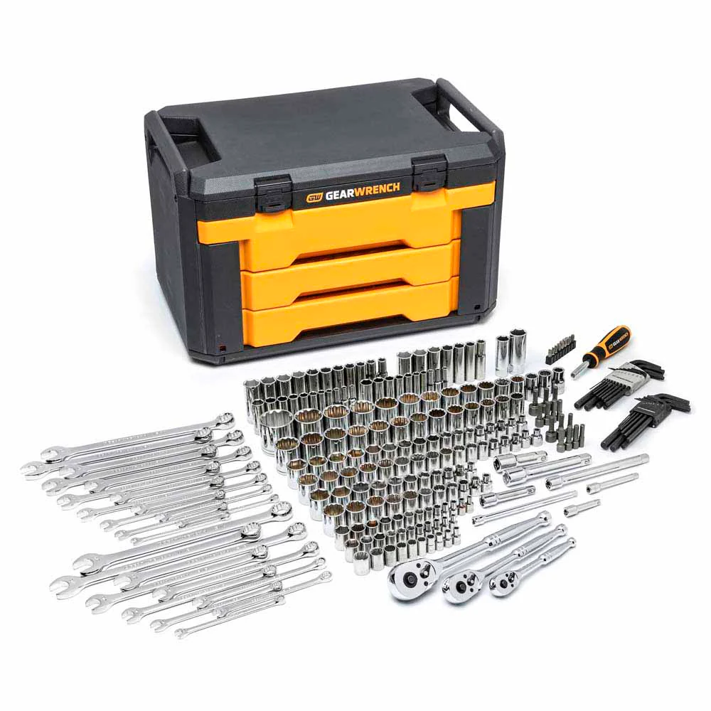 GearWrench 80942 239 Pc. Mechanics Tool Set in 3 Drawer Storage Box - Mactool Shop