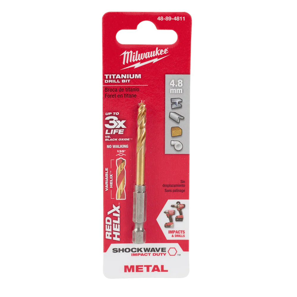 Milwaukee 48-89-4811 4.8mm Metric Titanium SHOCKWAVE™ Red Helix Bit - Mactool Shop
