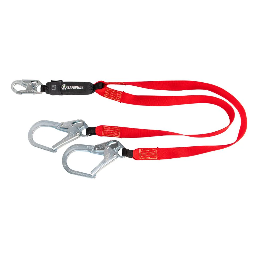 Safewaze FS77435-WE-DL Welding 6' Energy Absorbing Lanyard: Dual Leg, Rebar Hooks - Mactool Shop