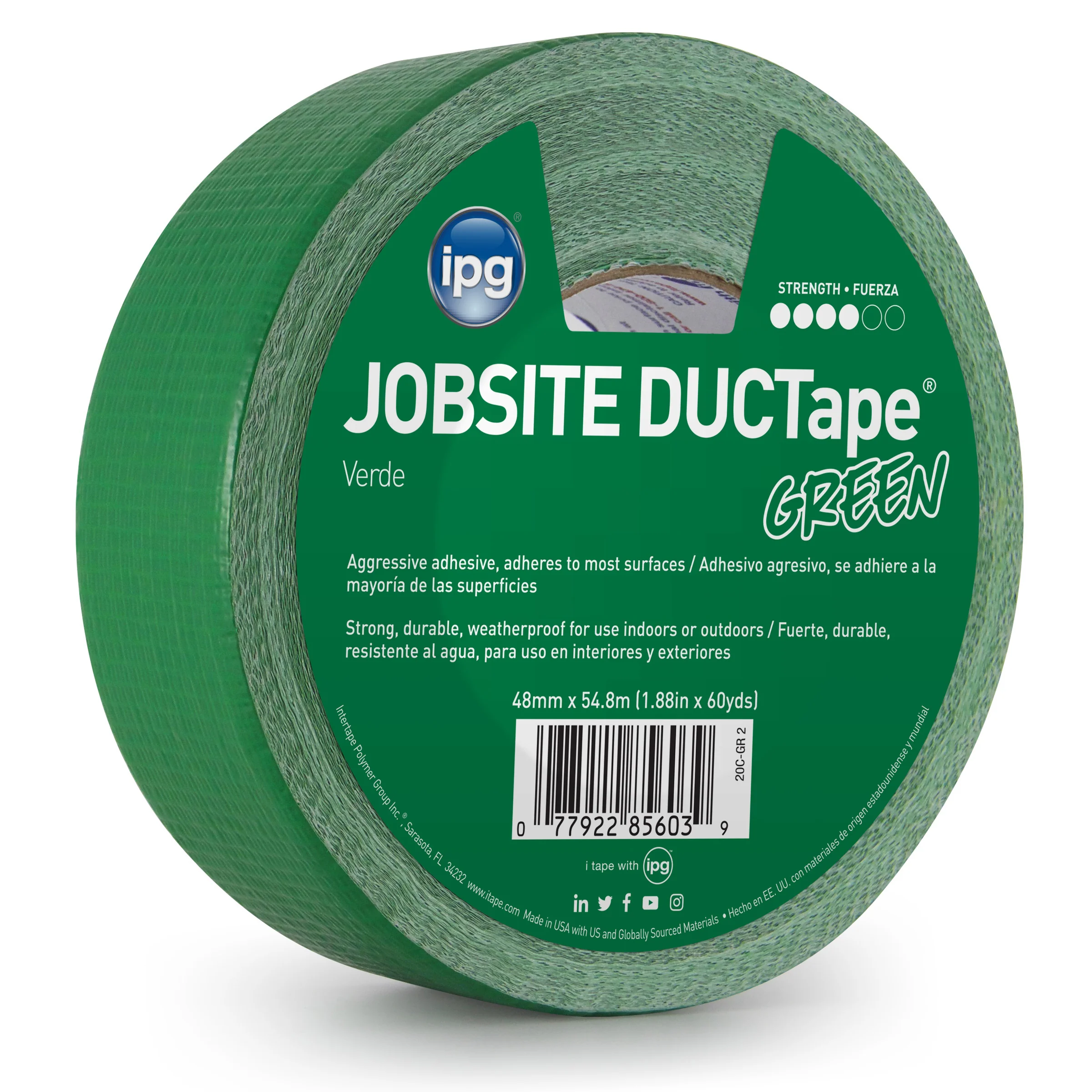 Intertape 20C-GR 2 AC20 Colors 9 Mil Utility Duct Tape - Green 48MM X 54.8M IPG-IPG 24 - Mactool Shop
