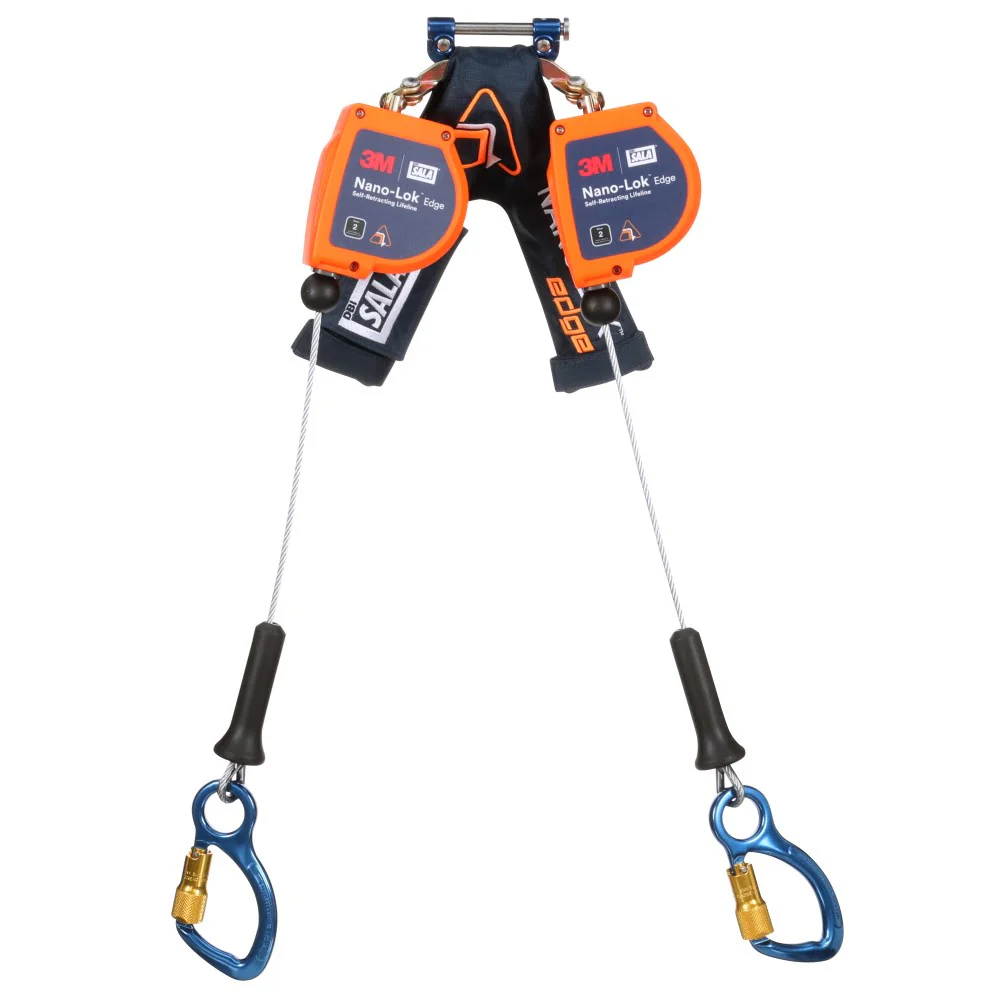 DBI Sala 3500286 Nano-Lok Edge Twin-Leg Personal Self-Retracting Lifeline, Cable, Aluminum Carabiner, 8 ft, Class 2, ANSI - Mactool Shop