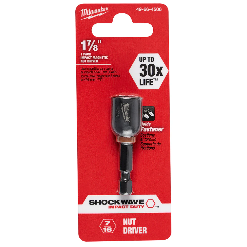 Milwaukee 49-66-4506 SHOCKWAVE 7/16 X 1-7/8 Impact Magnetic Nut Driver - Mactool Shop
