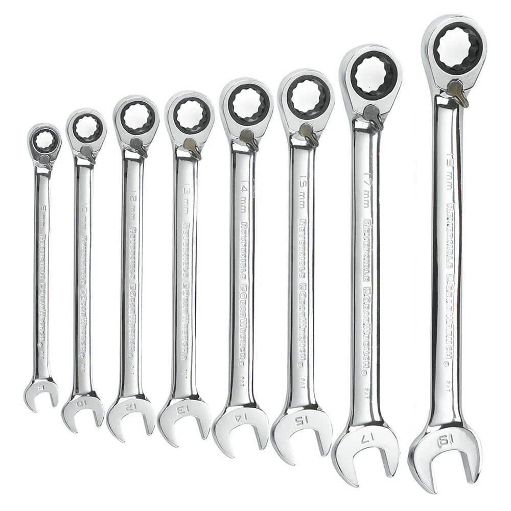GearWrench 9543 8 Pc. 72-Tooth 12 Point Reversible Ratcheting Combination Metric Wrench Set - Mactool Shop
