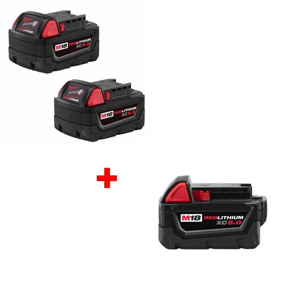 Milwaukee 48-11-1852 M18 Battery 2-Pack w/ FREE 48-11-1850 M18 Battery Pack - Mactool Shop