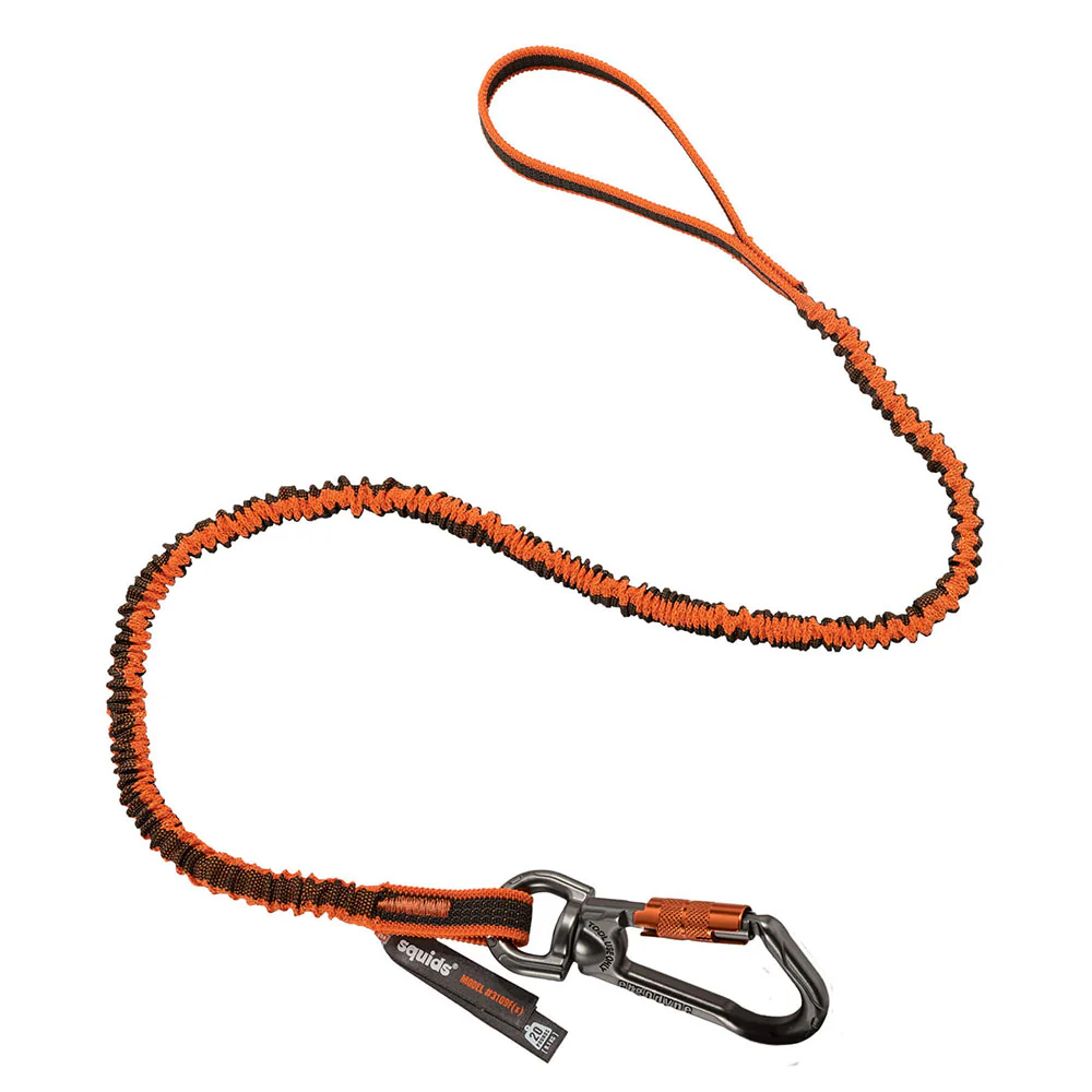 Ergodyne 19809 Squids 3109F(x) Double-Locking Single Carabiner Tool Lanyard, Swivel 25lbs, Orange - Mactool Shop