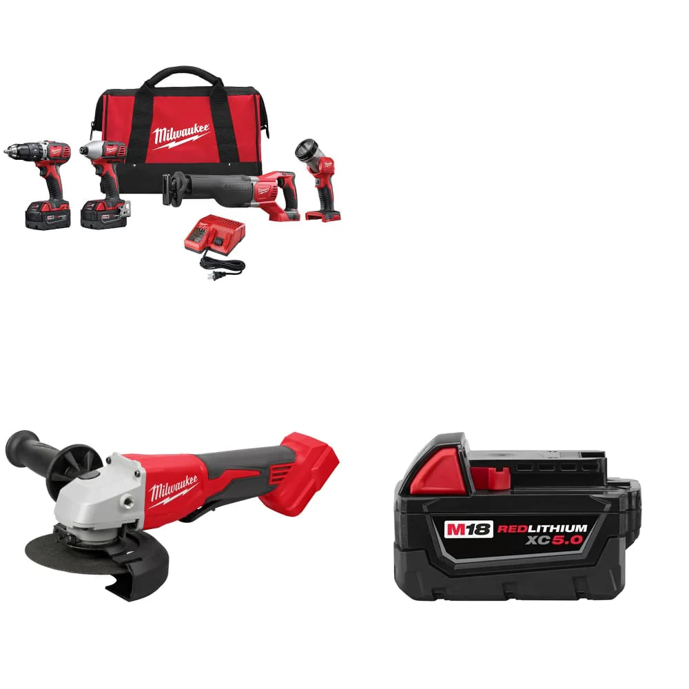 Milwaukee 2696-24 M18 4-Tool Combo Kit w/ FREE 2686-20 Grinder & Battery Pack - Mactool Shop