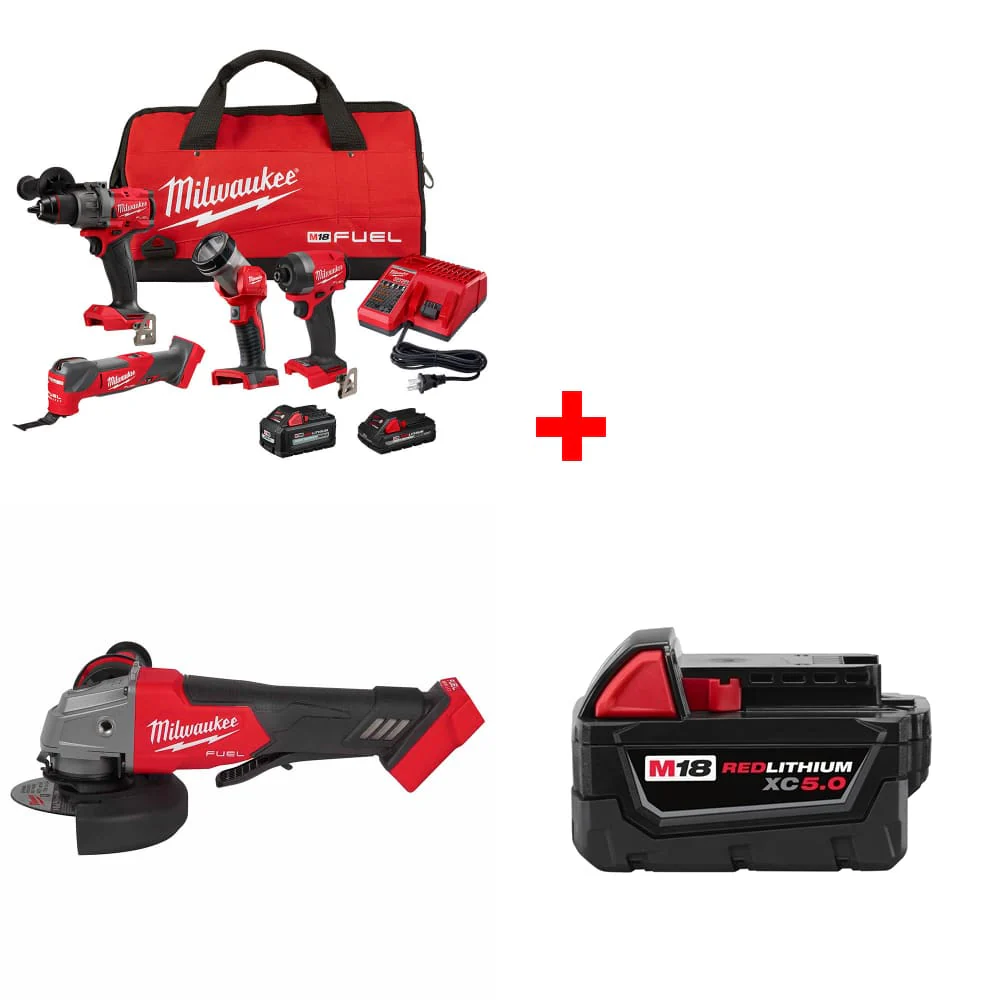 Milwaukee 3698-24MT M18 4-Tool Combo Kit w/ FREE 2880-20 Grinder & Battery Pack - Mactool Shop