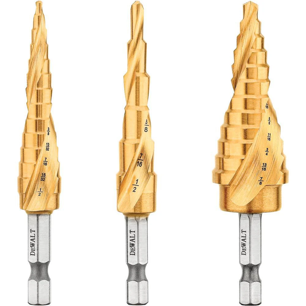 DeWalt DWA1790IR 3-Piece Titanium Nitride Coating Impact Ready Step Drill Bit Set 1/8