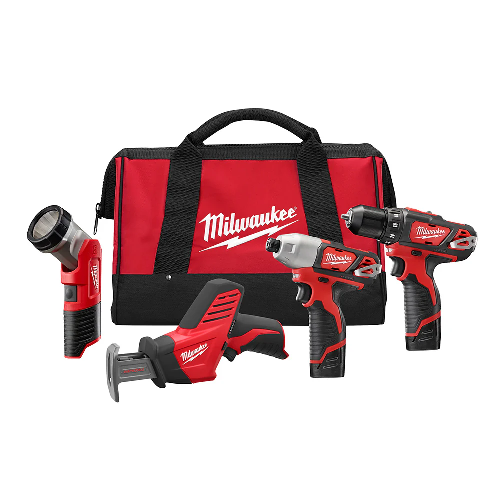 Milwaukee 2498-24 M12™ 4 - Tool Combo Kit with Drill, Impact, Hackzall™ & Flashlight - Mactool Shop