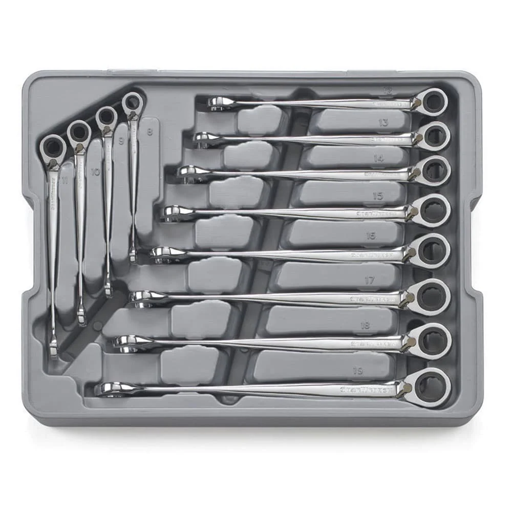 GearWrench 85388 12 Pc. 72-Tooth 12 Point Reversible XL X-Beam Ratcheting Combination Metric Wrench Set - Mactool Shop