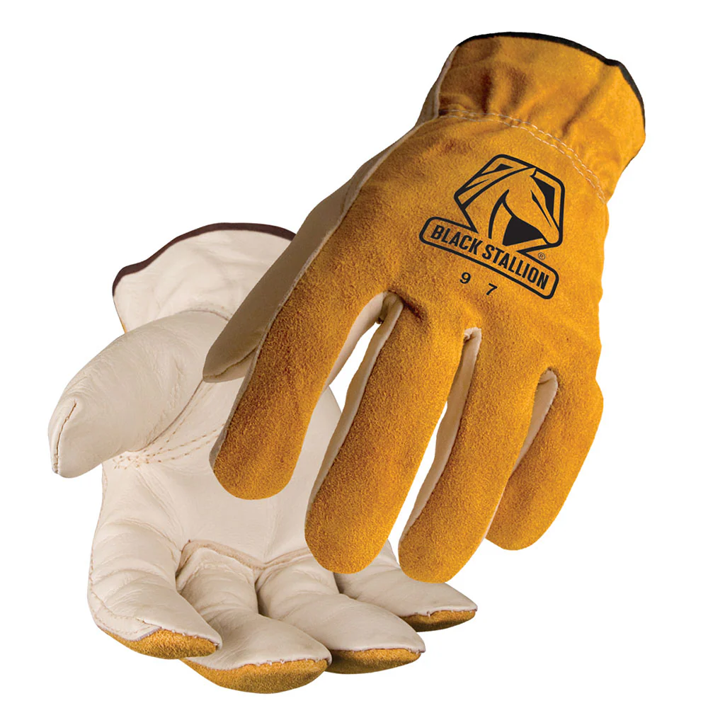 Black Stallion 97M Grain Cowhide Palm Driver's Glove, Medium - Mactool Shop
