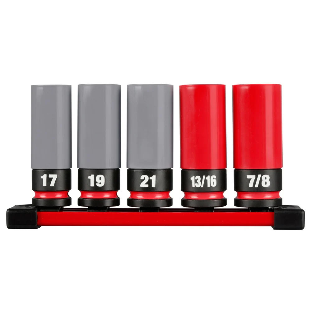 Milwaukee 49-66-7831 SHOCKWAVE Impact Duty 1/2 Drive SAE & Metric 5PC Lug Nut Wheel Socket Set - Mactool Shop