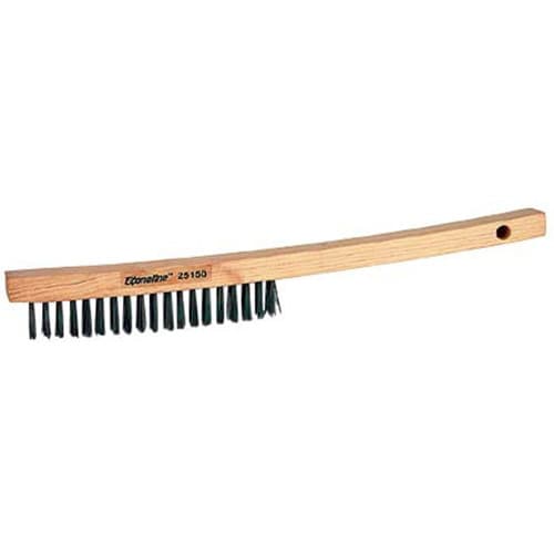 Weiler 25150 Vortec Pro Hand Wire Scratch Brush, .012 Steel Fill, Curved Handle, 3 x 19 Rows - Mactool Shop