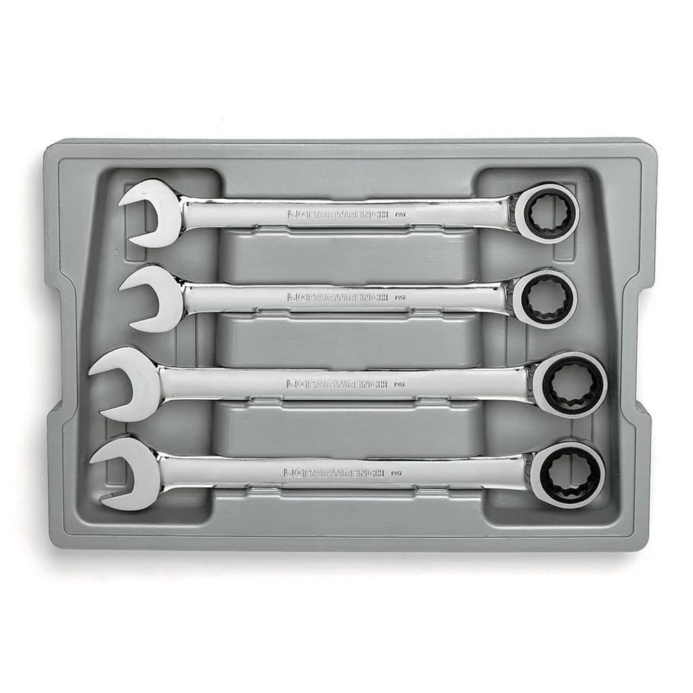 GearWrench 9413 4 Pc. 72-Tooth 12 Point Ratcheting Combination Metric Wrench Set with Tray - Mactool Shop