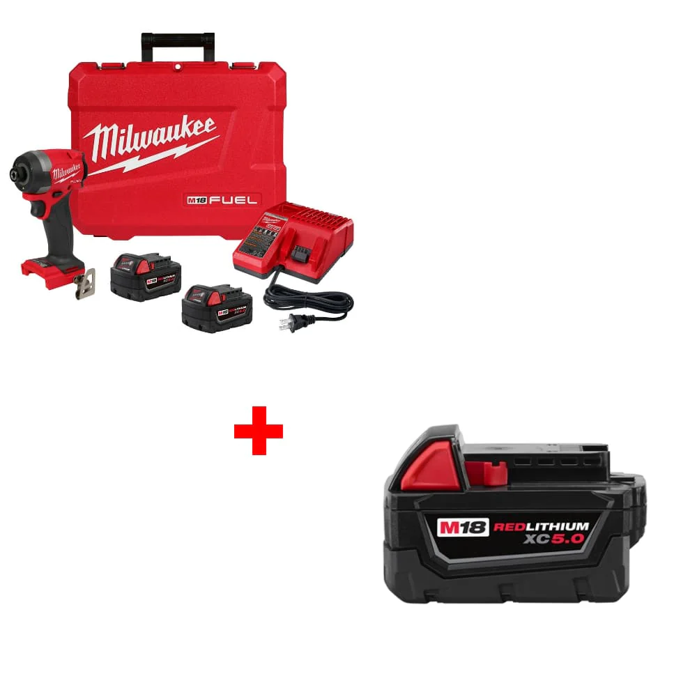 Milwaukee 2953-22 M18 FUEL Impact Driver Kit w/ FREE 48-11-1850 M18 Battery Pack - Mactool Shop