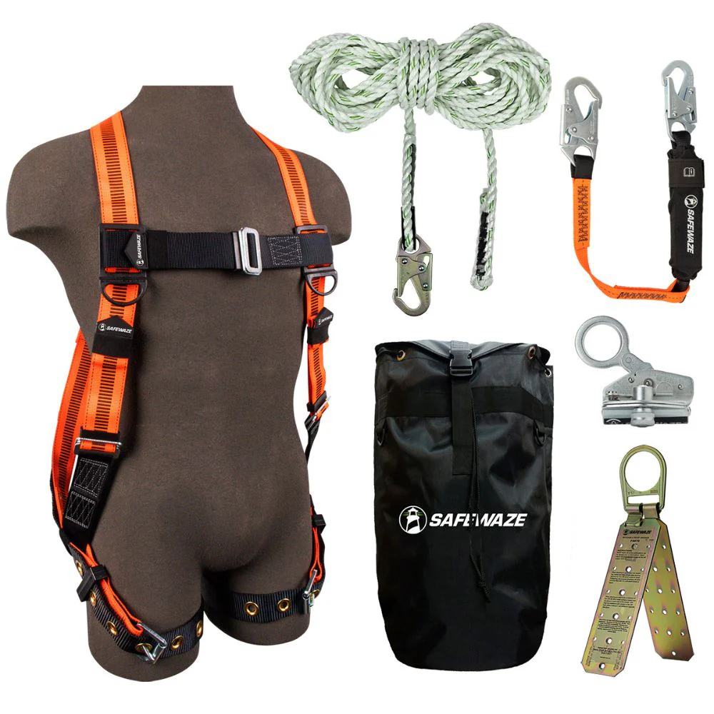 Safewaze 020-3131 V-Line Bag Roof Kit: FS99185-E Harn, FS700-50 VLL, FS1118-DC Grab, FS88560-E3 Lan, FS870 Anchor, FS8185 Bag - Mactool Shop