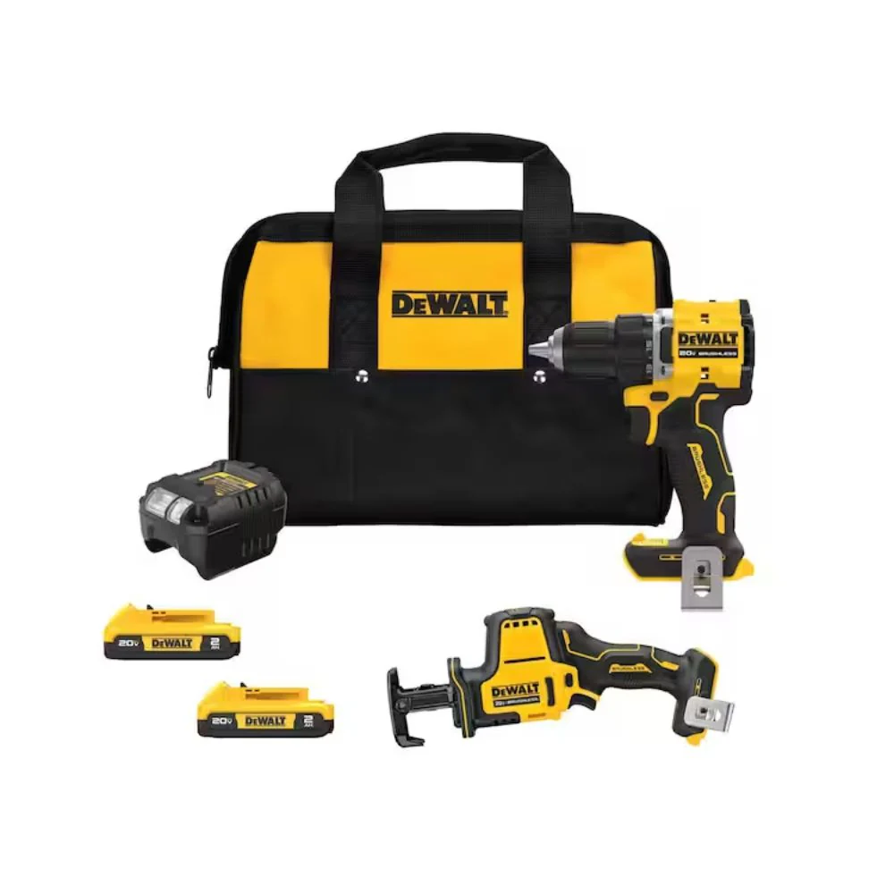 DeWalt DCK208D2 20V Max Lithium-Ion Cordless 2-Tool Combo Kit with (2) Batteries, Charger and Bag - Mactool Shop