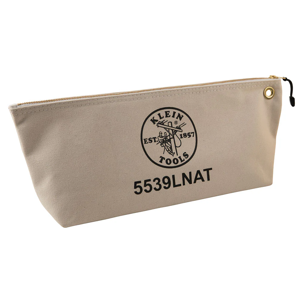 Klein Tools 5539LNAT Canvas Bag with Zipper, Large Natural - Mactool Shop