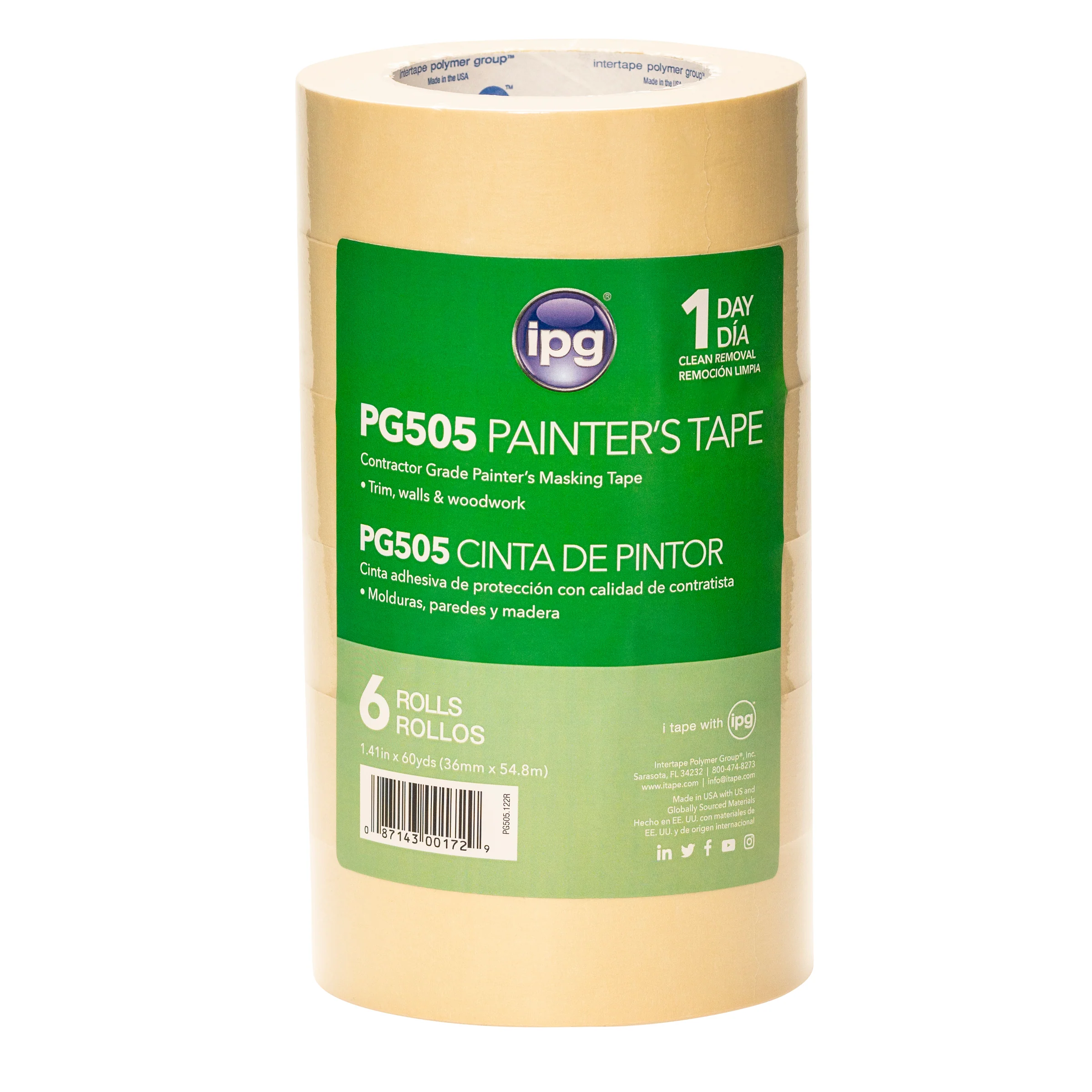 Intertape PG505.122R PG505 Utility Paper Masking Tape - Natural 36MM X 54.8M IP-IP 24 - Mactool Shop