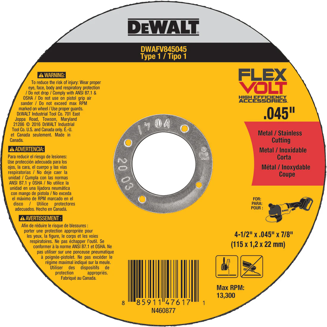 DeWalt DWAFV845045 4-1/2