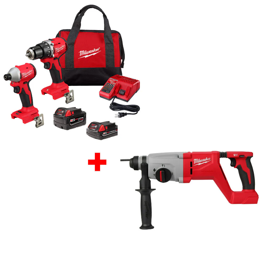 Milwaukee 3693-22CX M18 2-Tool Combo Kit W/ FREE 2613-20 M18 1