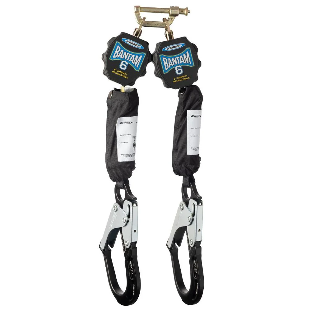 Werner R433006-R 2 - Bantam R430006-R SRL's with A100531 Twinleg Carabiner Adapter - Mactool Shop