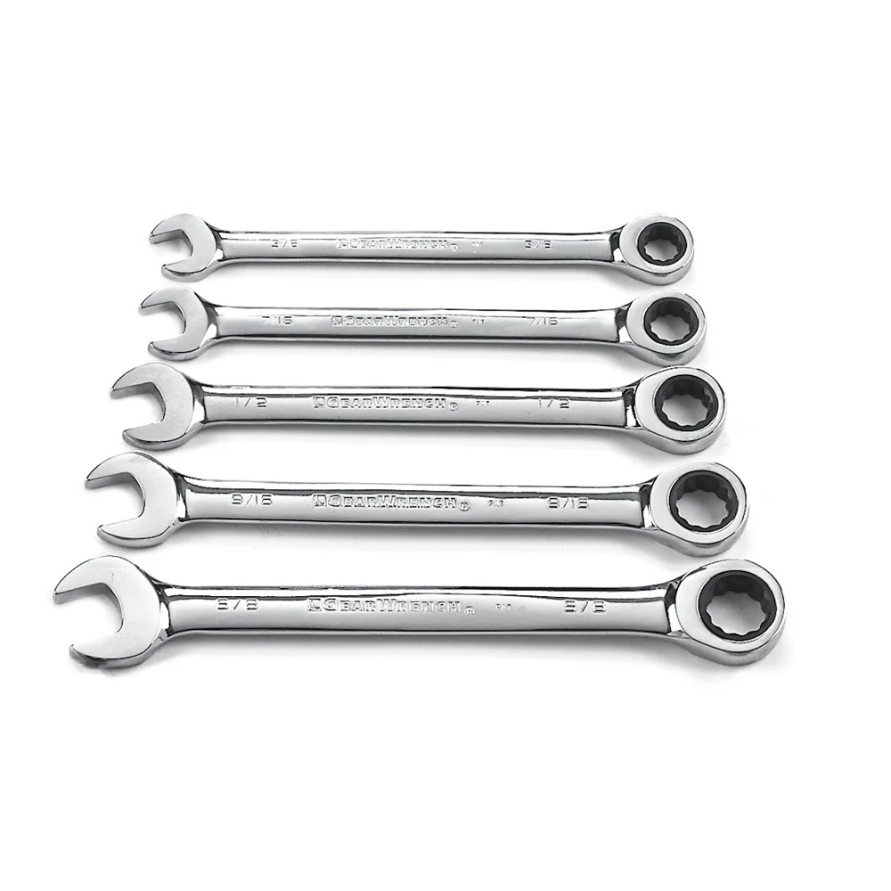 GearWrench 93005 5 Pc. 72-Tooth 12 Point Ratcheting Combination SAE Wrench Set - Mactool Shop