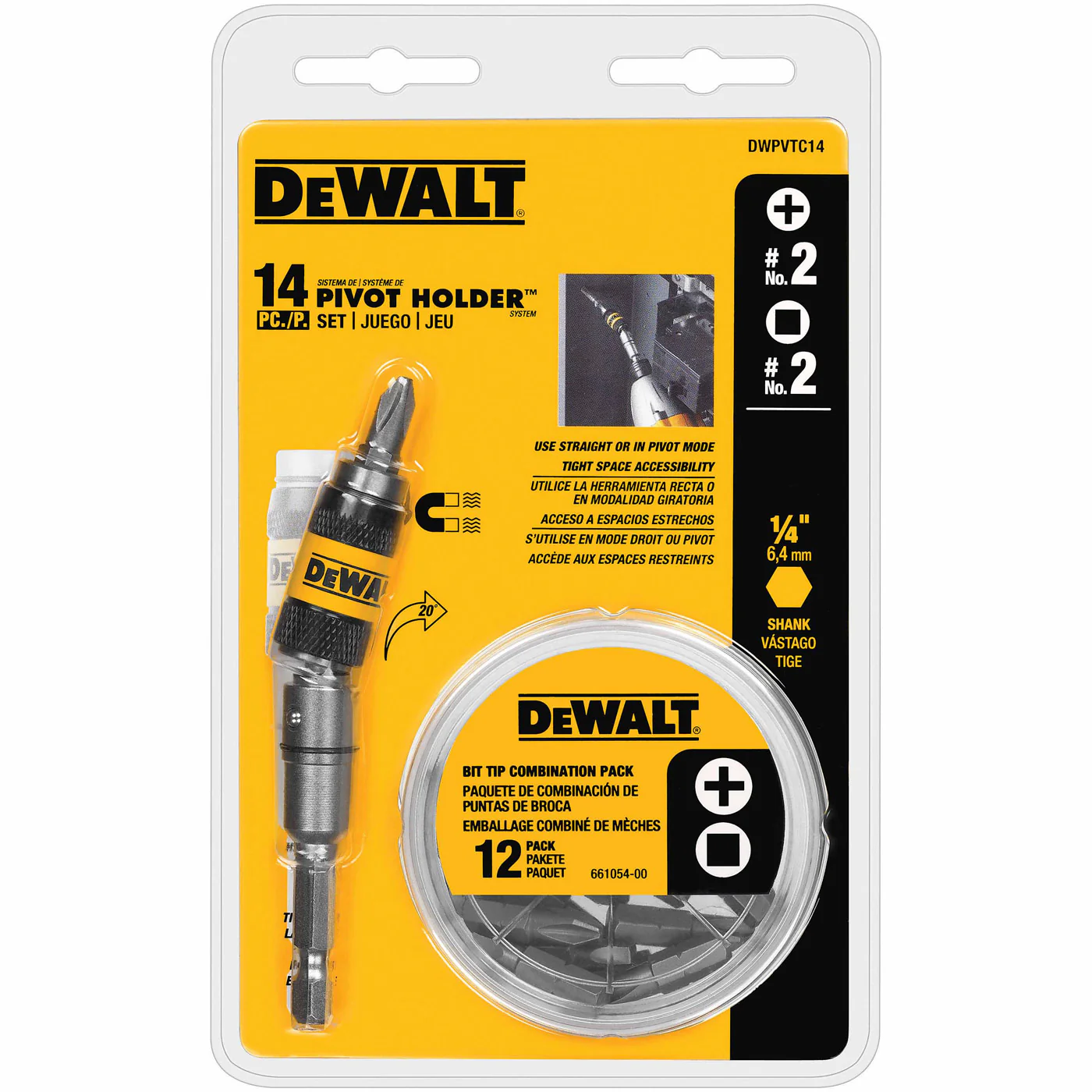 DeWalt DWPVTC14 14 Piece Pivot Holder Screwdriver Set - Mactool Shop