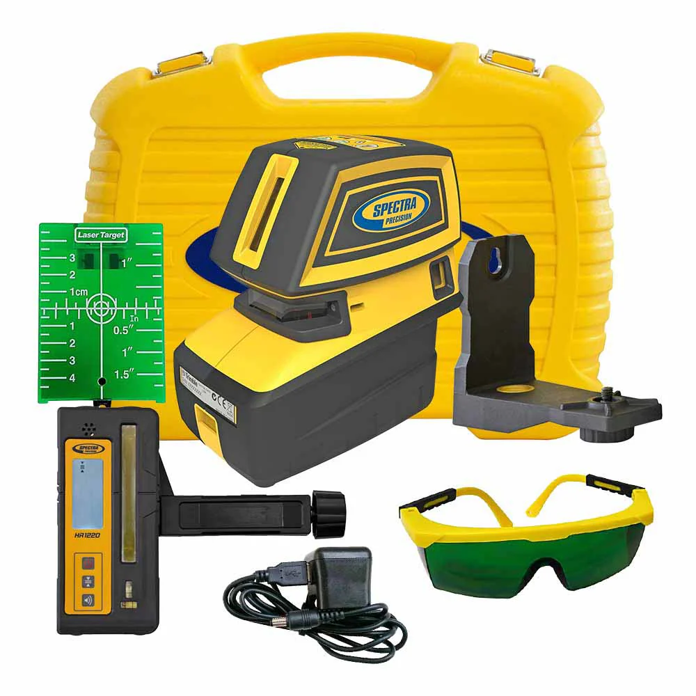 Spectra LT52G-2 Line Laser Cross Line And 5 Alignment Points Green With HR1220, Rechargeable - Mactool Shop