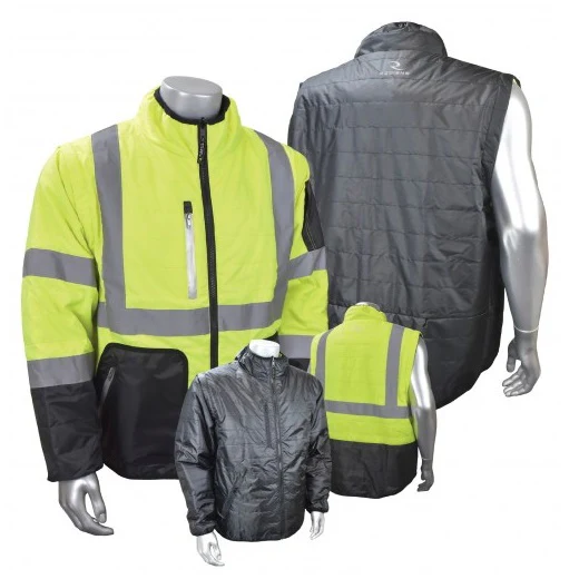 Radians SJ510-3ZGS-4X 4XL Green/Grey Quilted Reversible Jacket w/ Zip-Off Sleeves - Mactool Shop
