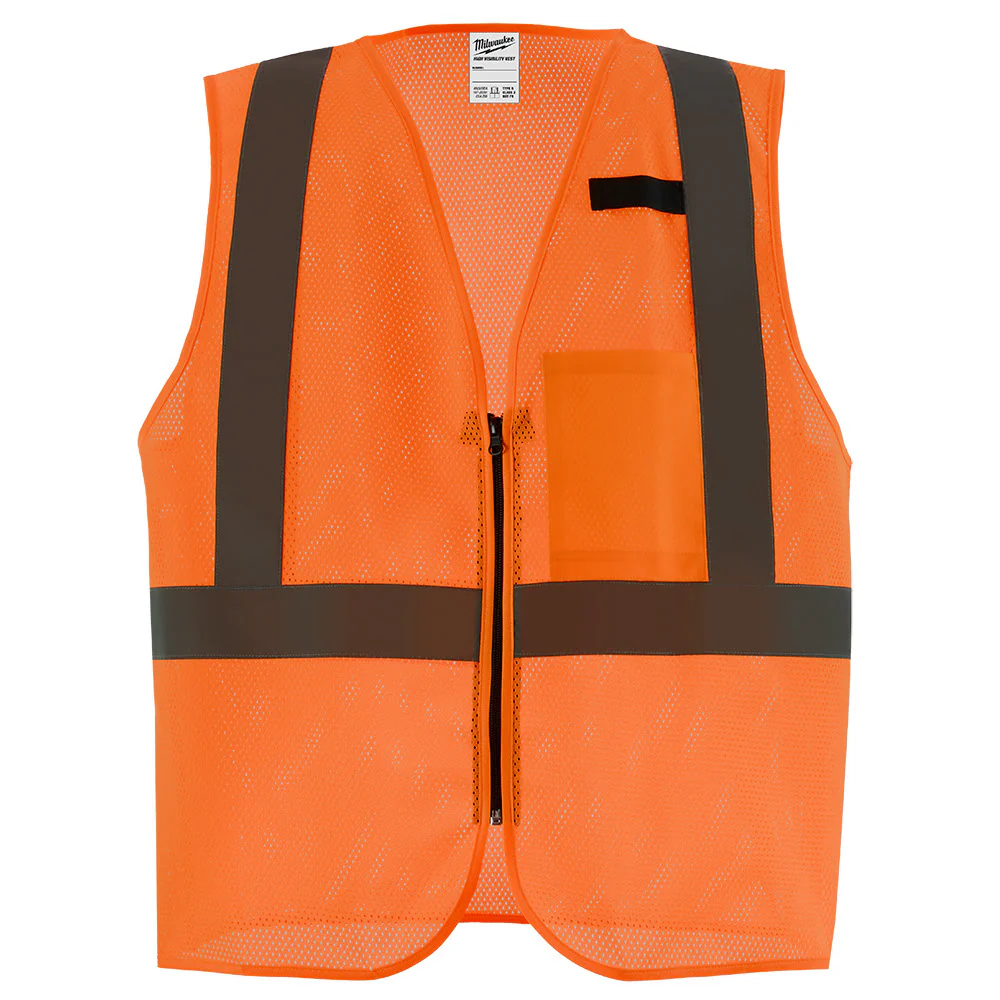 Milwaukee 48-73-2245 Class 2 High Visibility Orange Mesh One Pocket Safety Vest - S/M - Mactool Shop