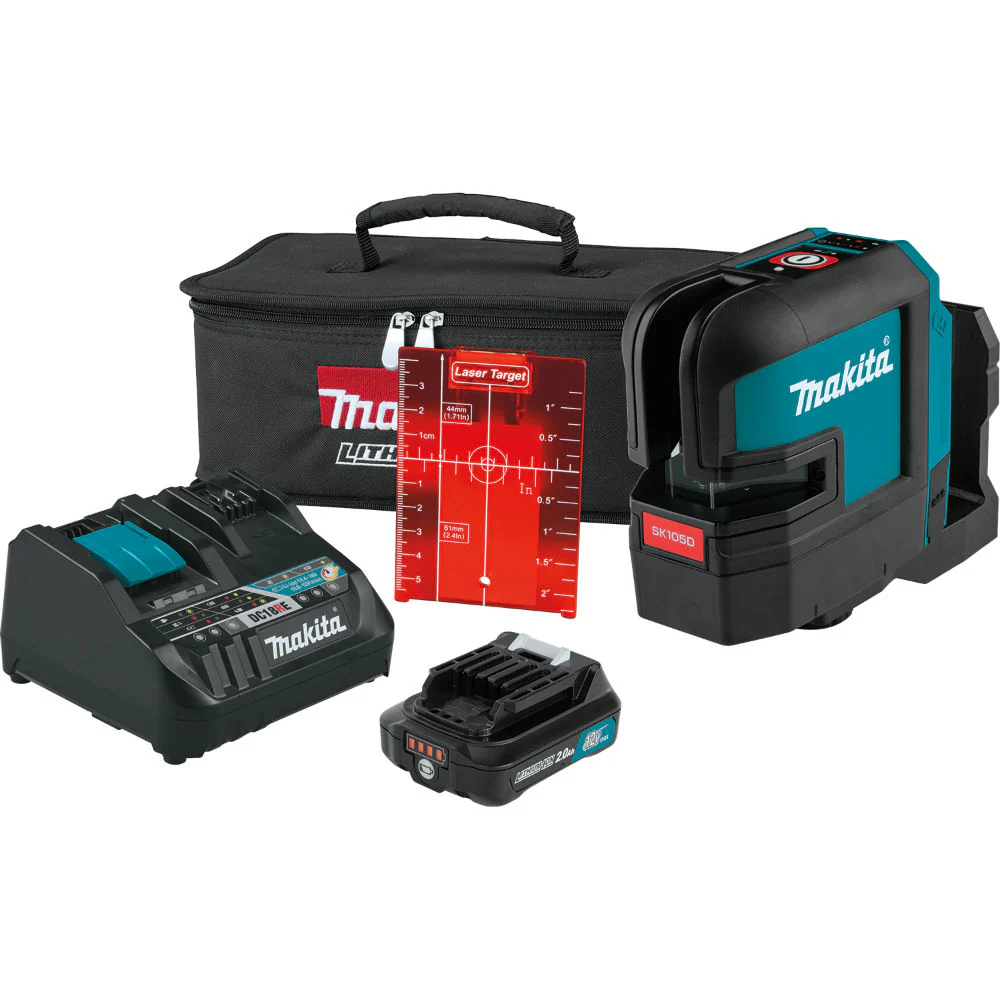 Makita SK105DNAX 12V Max CXT Self-Leveling Cross-Line Red Beam Laser Kit - Mactool Shop
