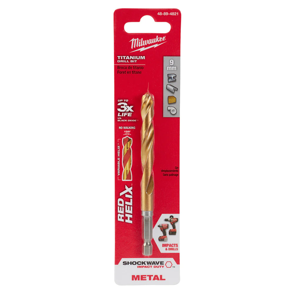 Milwaukee 48-89-4821 9mm Metric Titanium SHOCKWAVE™ Red Helix Bit - Mactool Shop