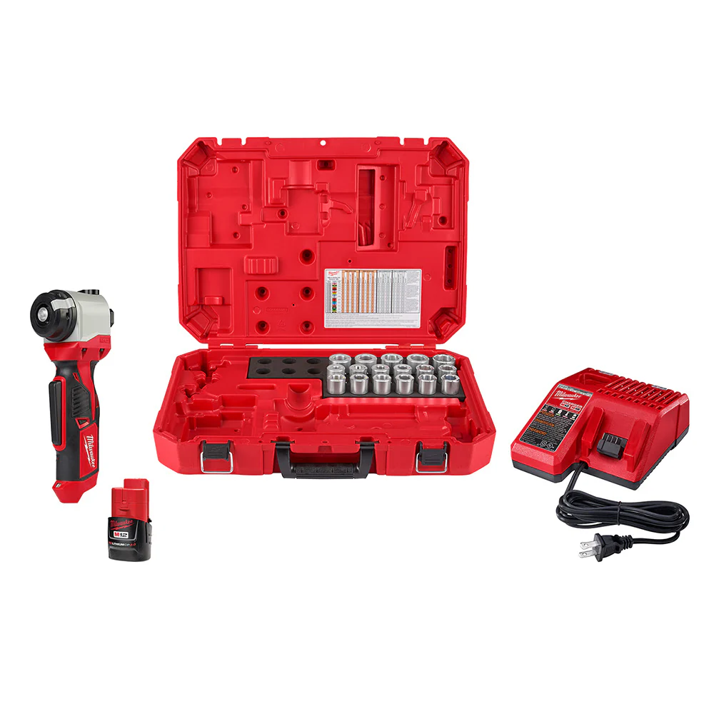 Milwaukee 2435CU-21S M12™ Cable Stripper Kit with 17 Cu THHN / XHHW Bushings - Mactool Shop