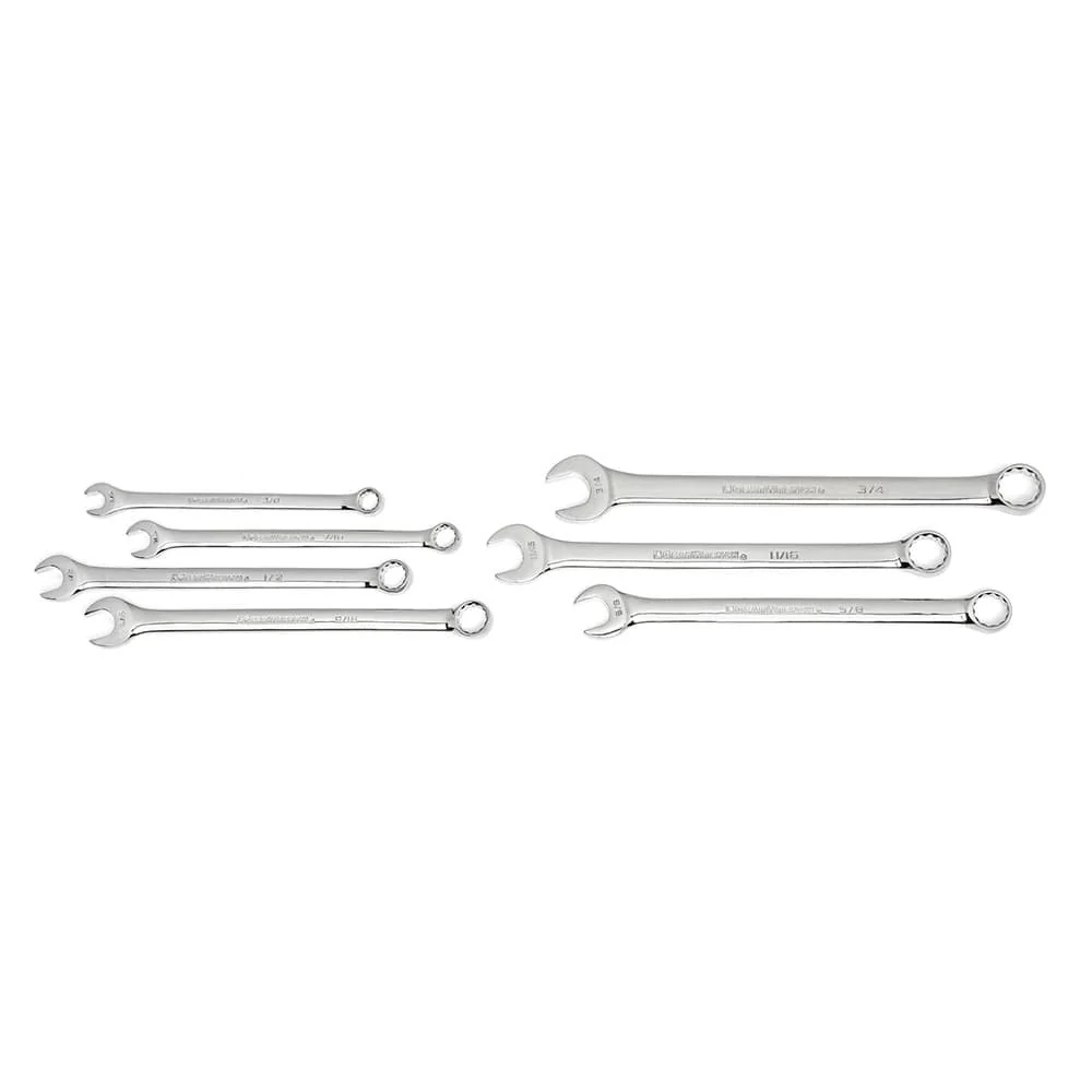 GearWrench 81933 7 Pc. 12 Point Long Pattern Combination SAE Wrench Set with Tool Roll - Mactool Shop