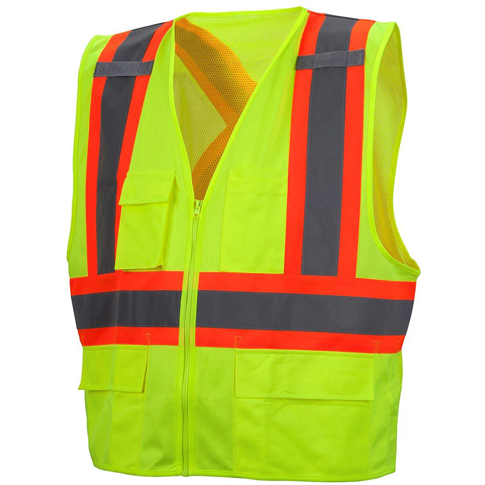 Pyramex RCZ2410X3 Hi-Vis Lime Vest with Contrasting Reflective Tape, 3X Large - Mactool Shop